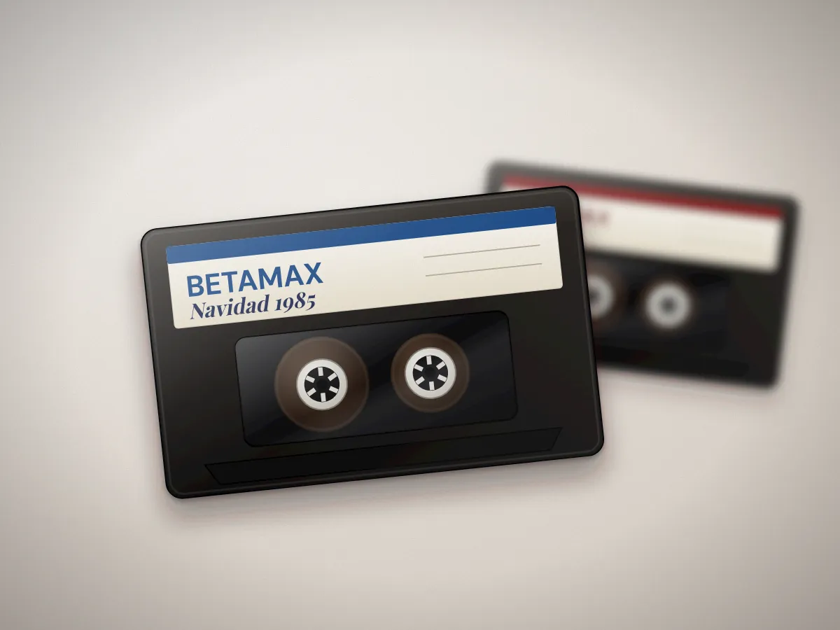 Cassettes Betamax de los años 80 con etiqueta