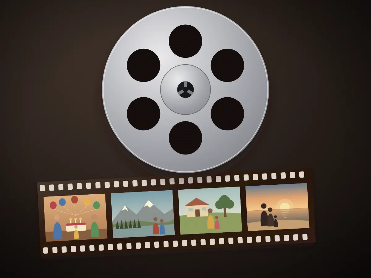 Carrete de película de 16 mm con tira de fotogramas