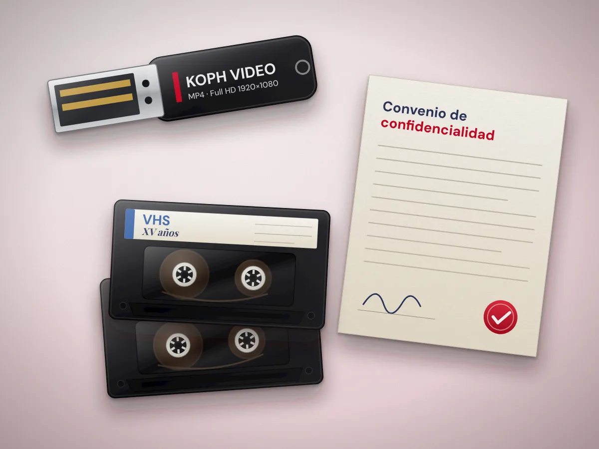 Memoria USB con el video digitalizado, cintas originales y convenio de confidencialidad firmado