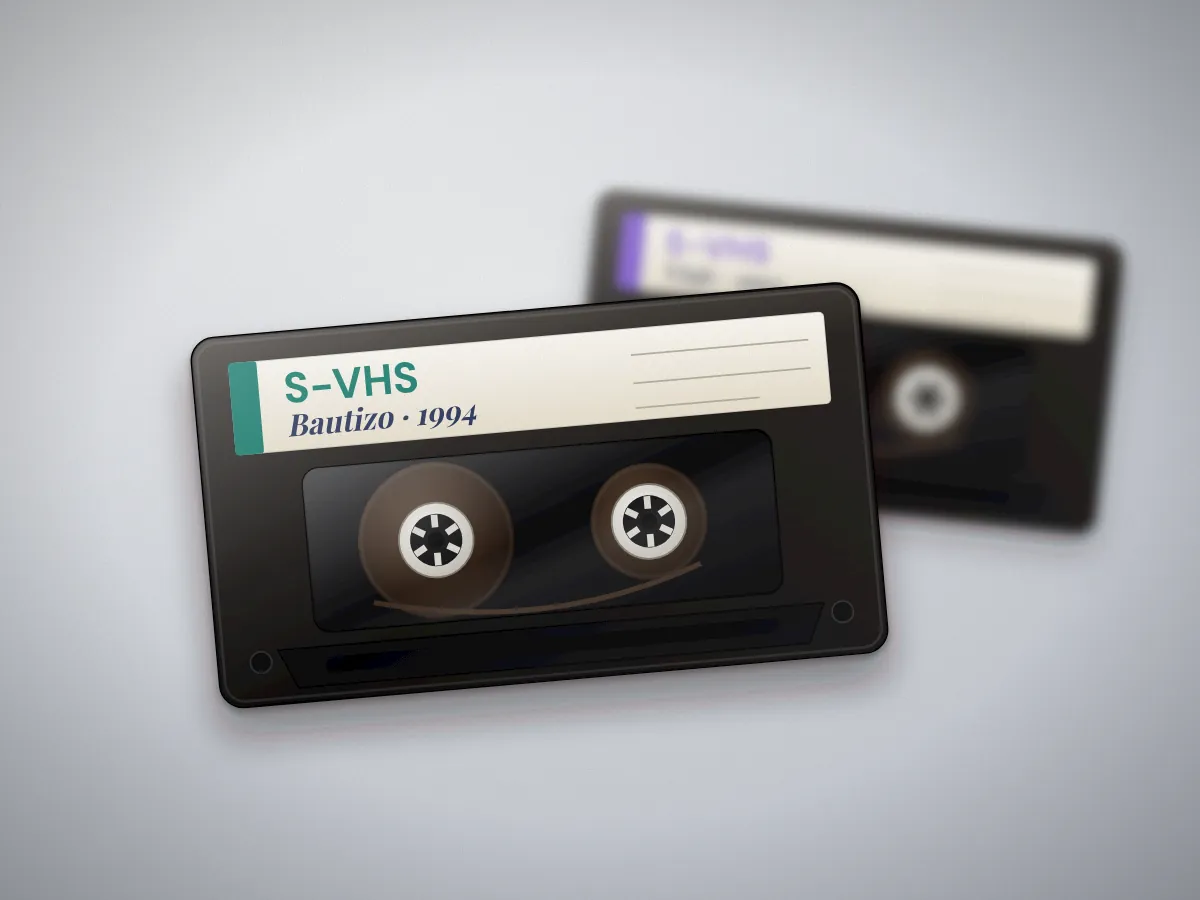 Cintas S-VHS (Súper VHS) con etiqueta de viaje y bautizo