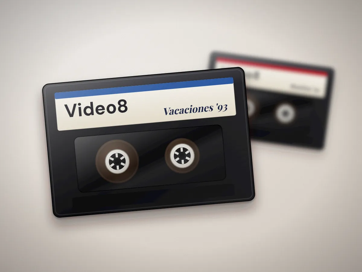 Cintas Video8 de videocámara con etiqueta de bautizo y vacaciones